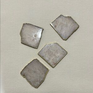 Gold-Edged Stone Coasters Set of 4